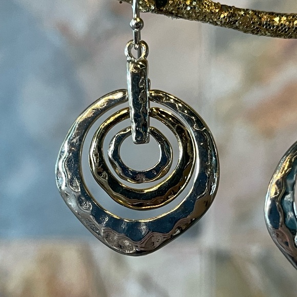 Silver & Gold Handmade Circle Earrings - Picture 4 of 6